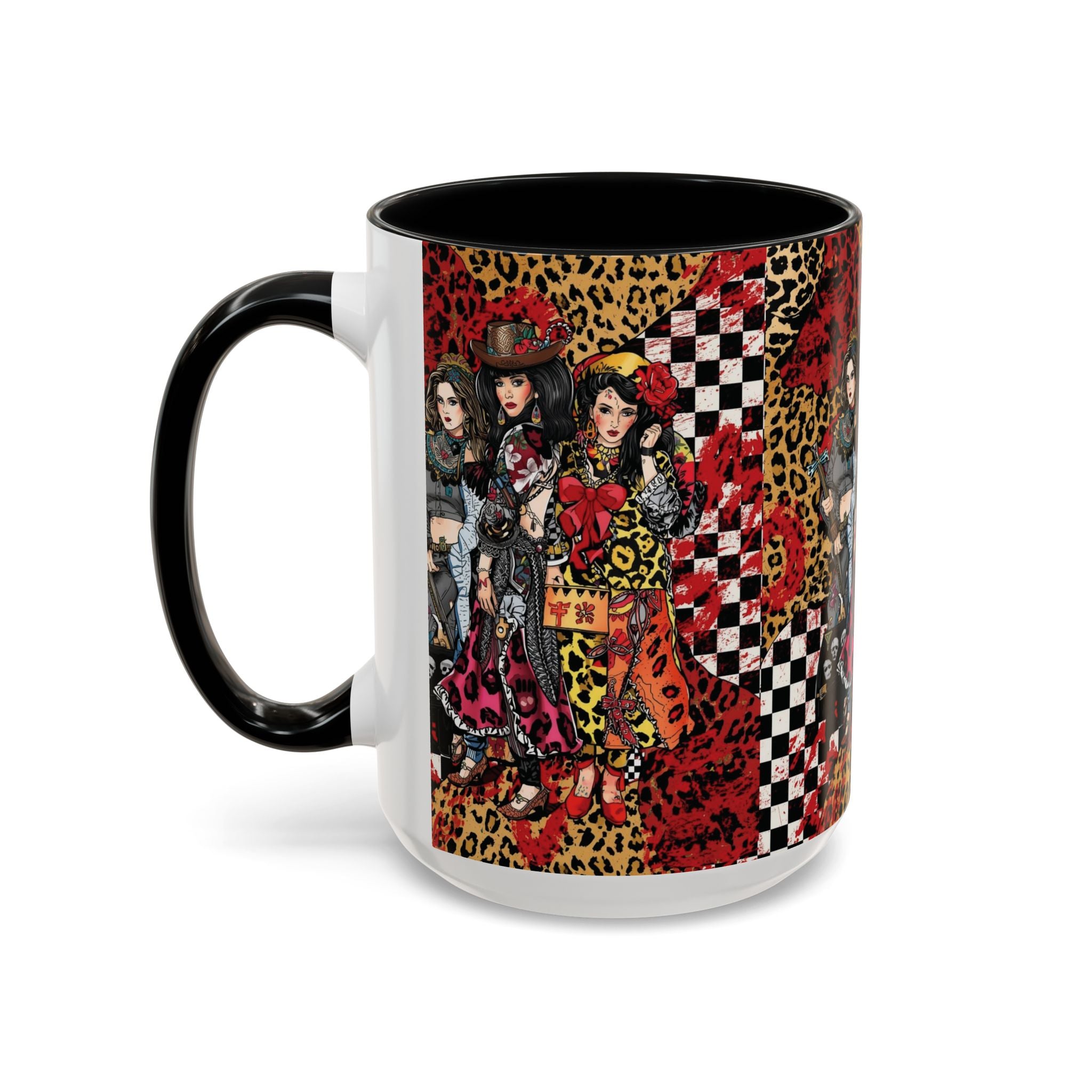 Accent Coffee Mug — Retro Rockabilly Cowgirl Pin-Up Design (11/15oz)
