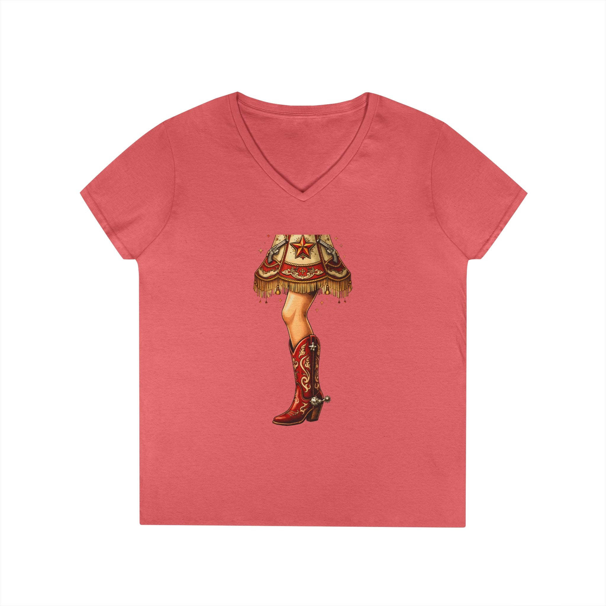 Vintage Cowgirl Boots V-Neck T-Shirt — Retro Western Ladies' Tee