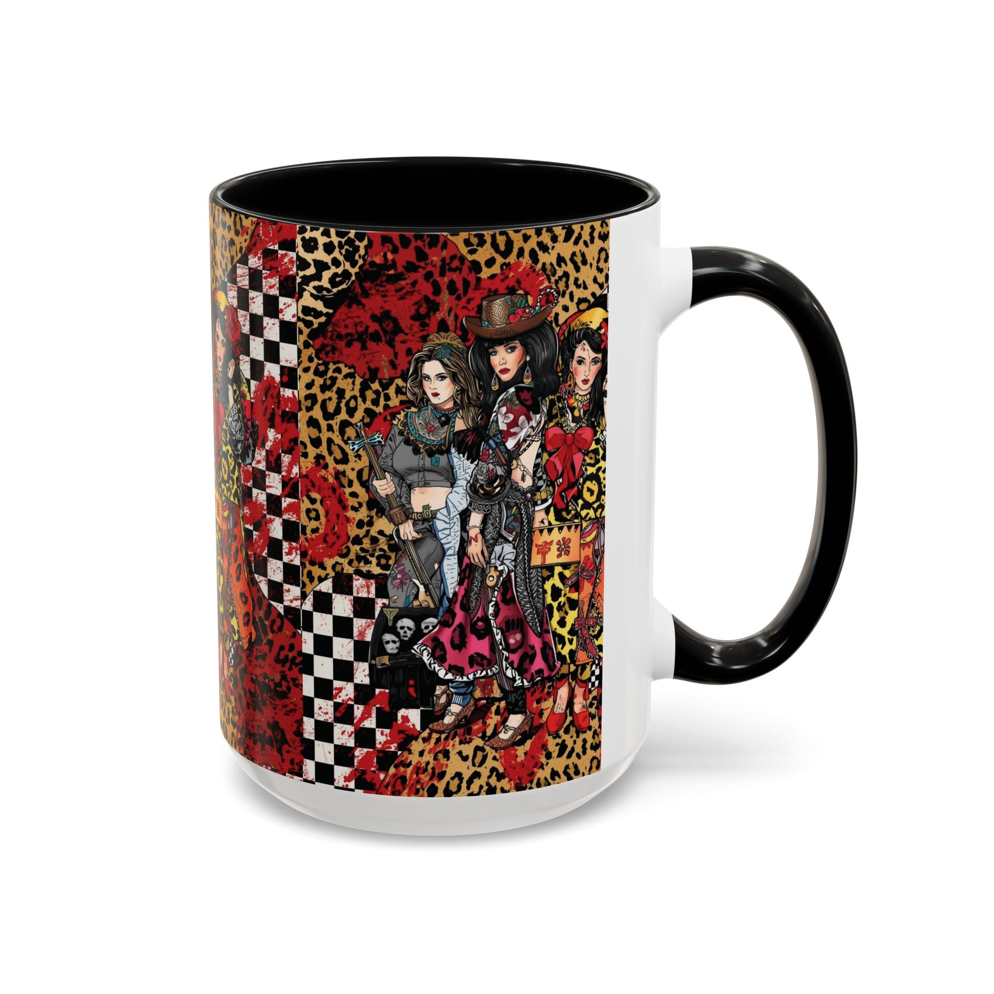 Accent Coffee Mug — Retro Rockabilly Cowgirl Pin-Up Design (11/15oz)