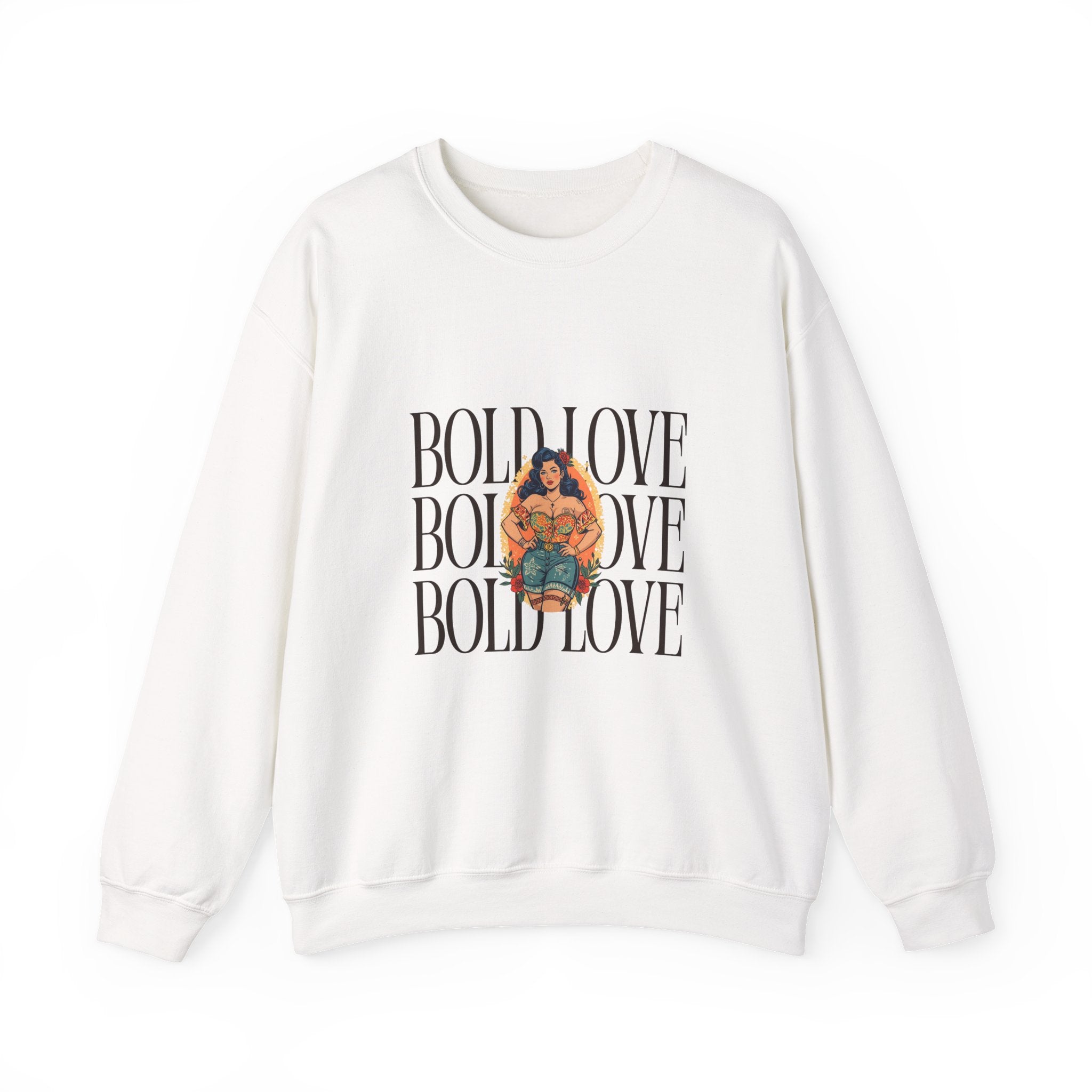 Bold Love Crewneck Sweatshirt — Empowering Curvy Woman Graphic