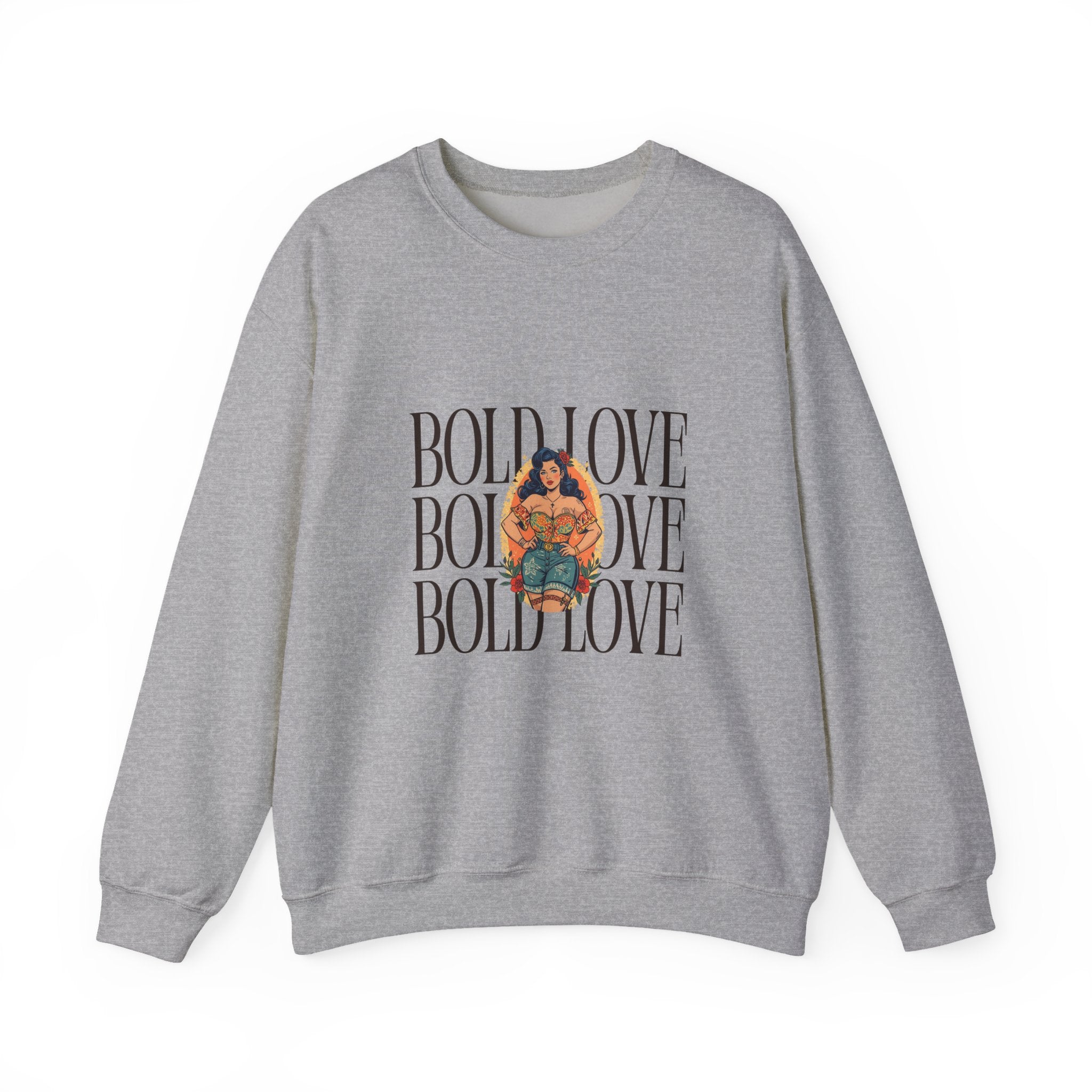 Bold Love Crewneck Sweatshirt — Empowering Curvy Woman Graphic