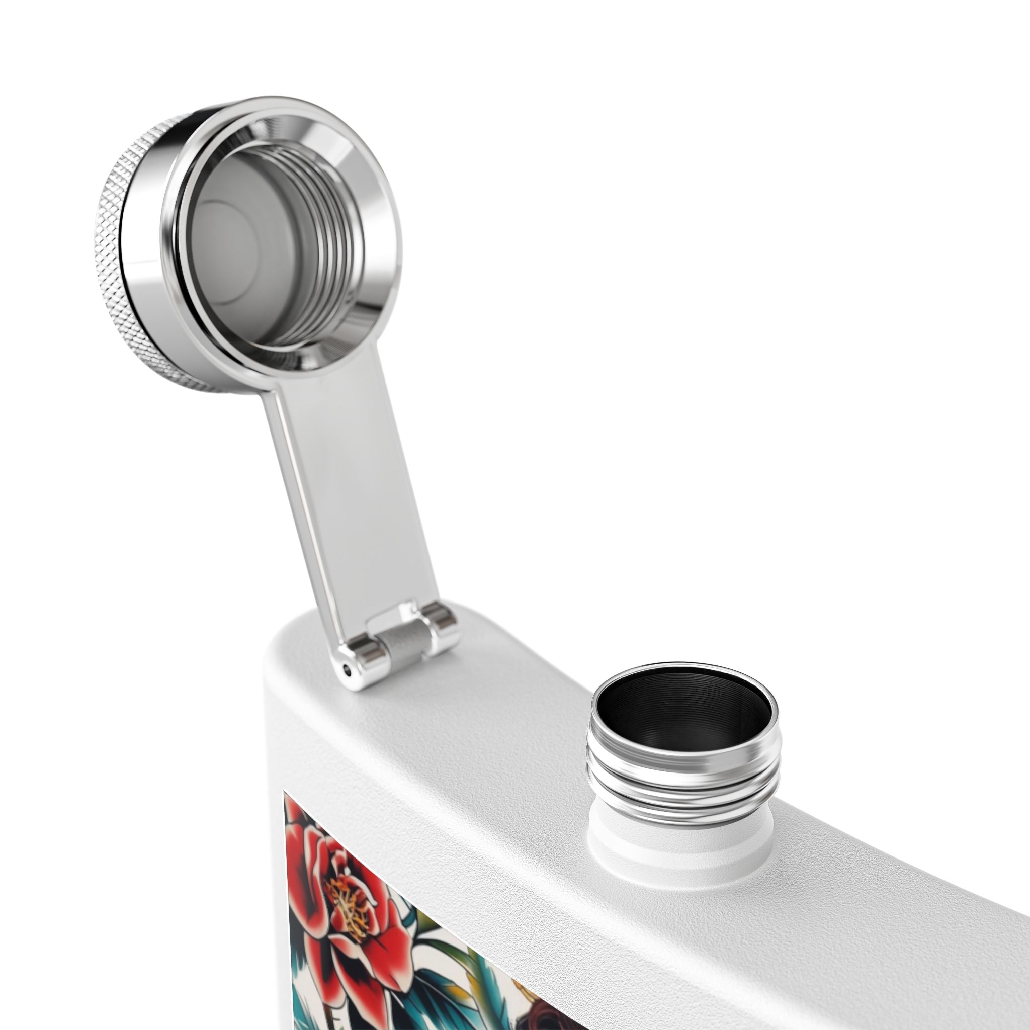 Flask — Floral Tattooed Woman 6oz Stainless Steel Hip Flask