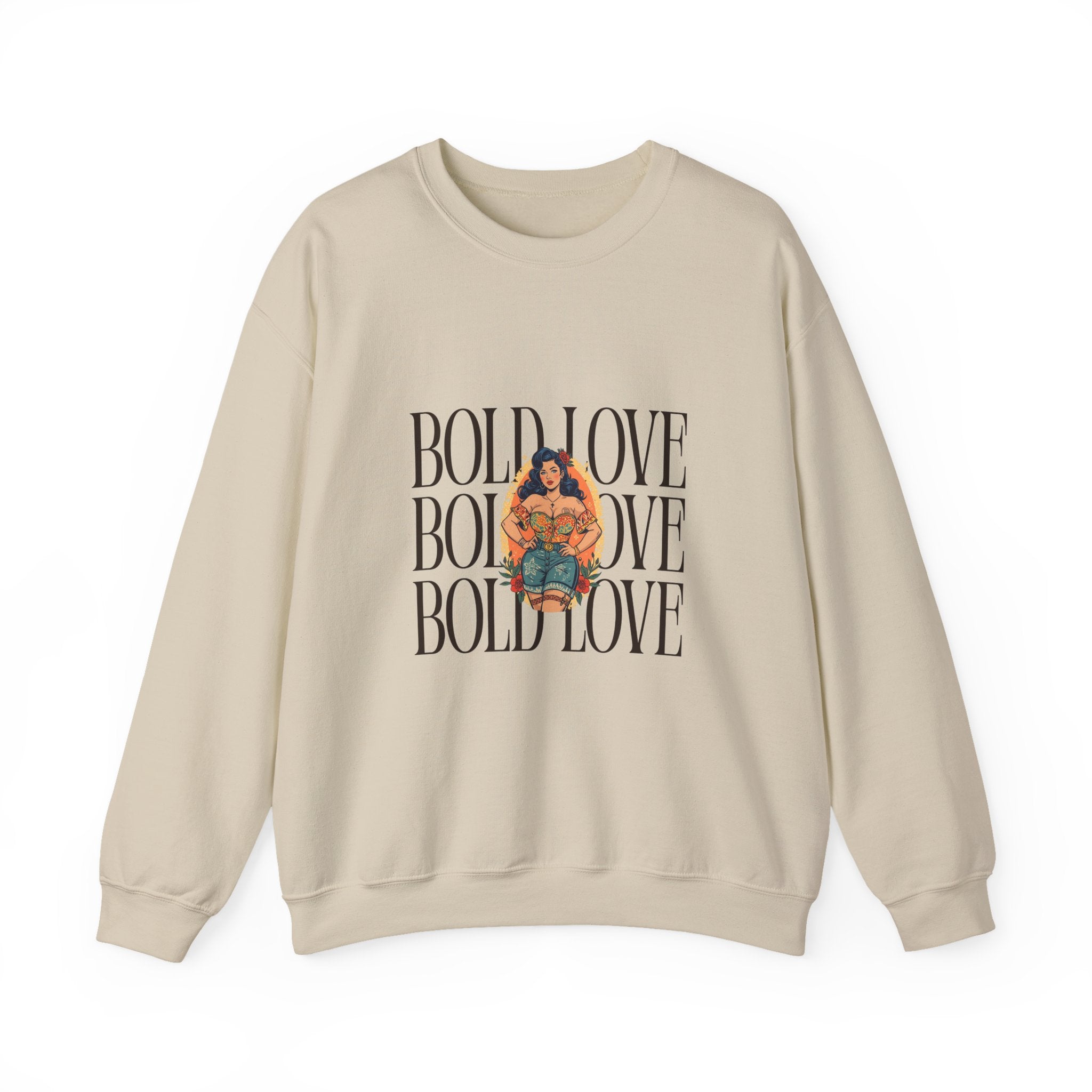 Bold Love Crewneck Sweatshirt — Empowering Curvy Woman Graphic