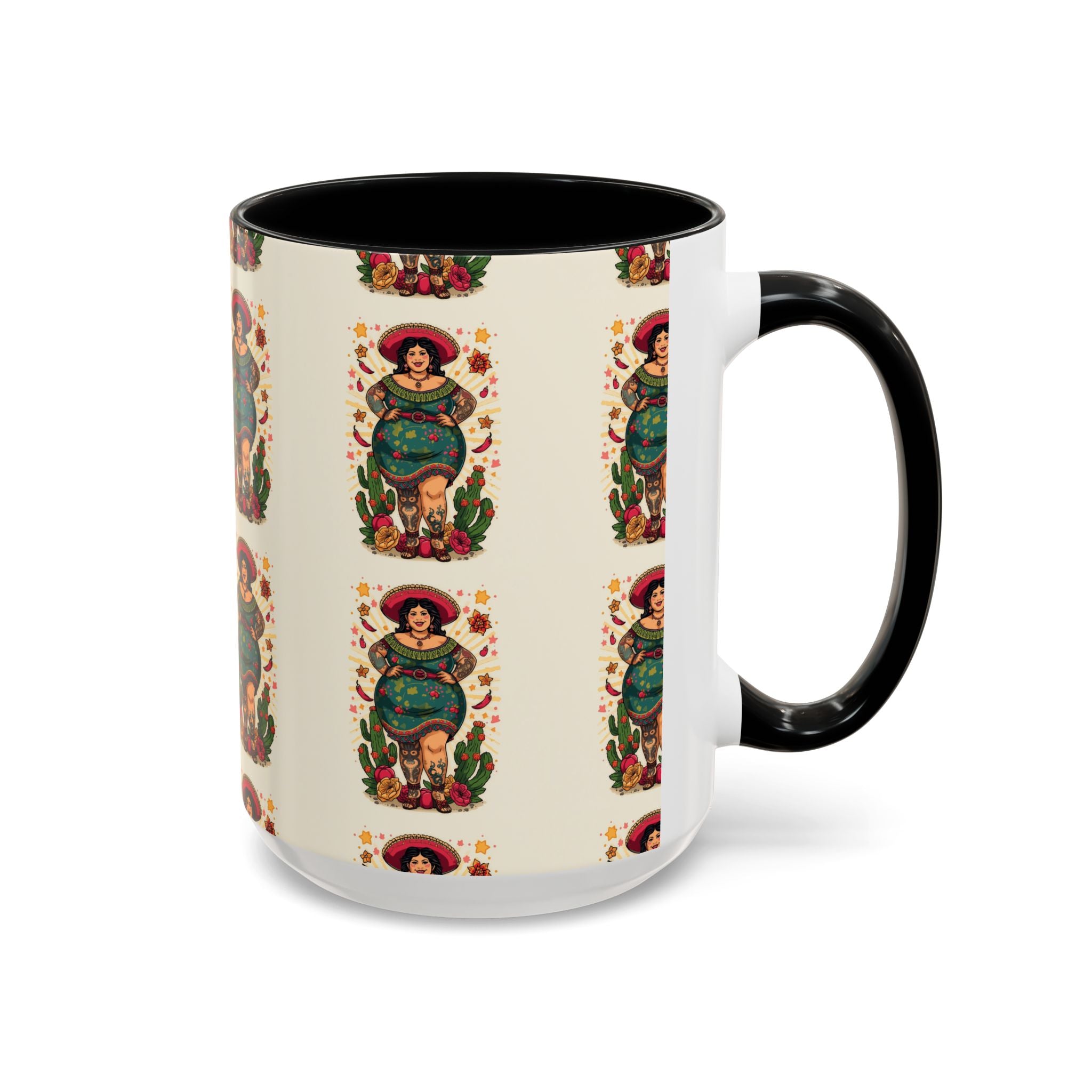 Curvy Floral Goddess Accent Coffee Mug – 11/15oz