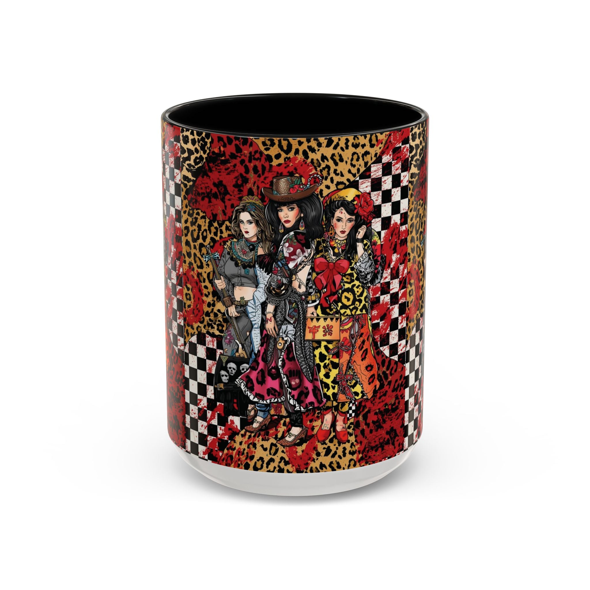 Accent Coffee Mug — Retro Rockabilly Cowgirl Pin-Up Design (11/15oz)