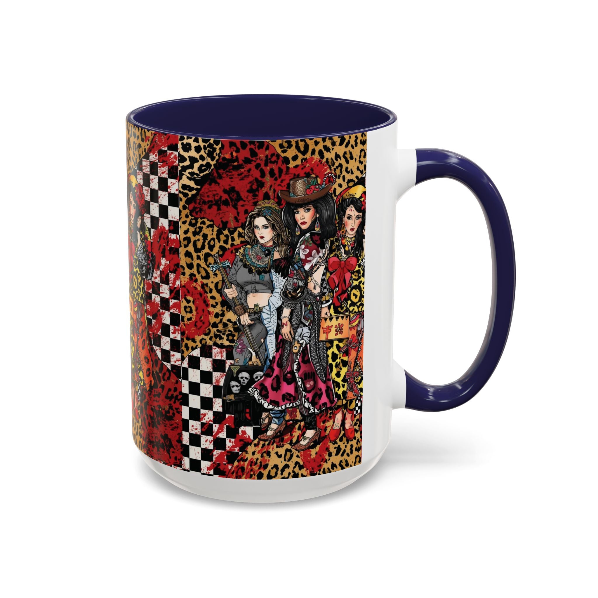 Accent Coffee Mug — Retro Rockabilly Cowgirl Pin-Up Design (11/15oz)
