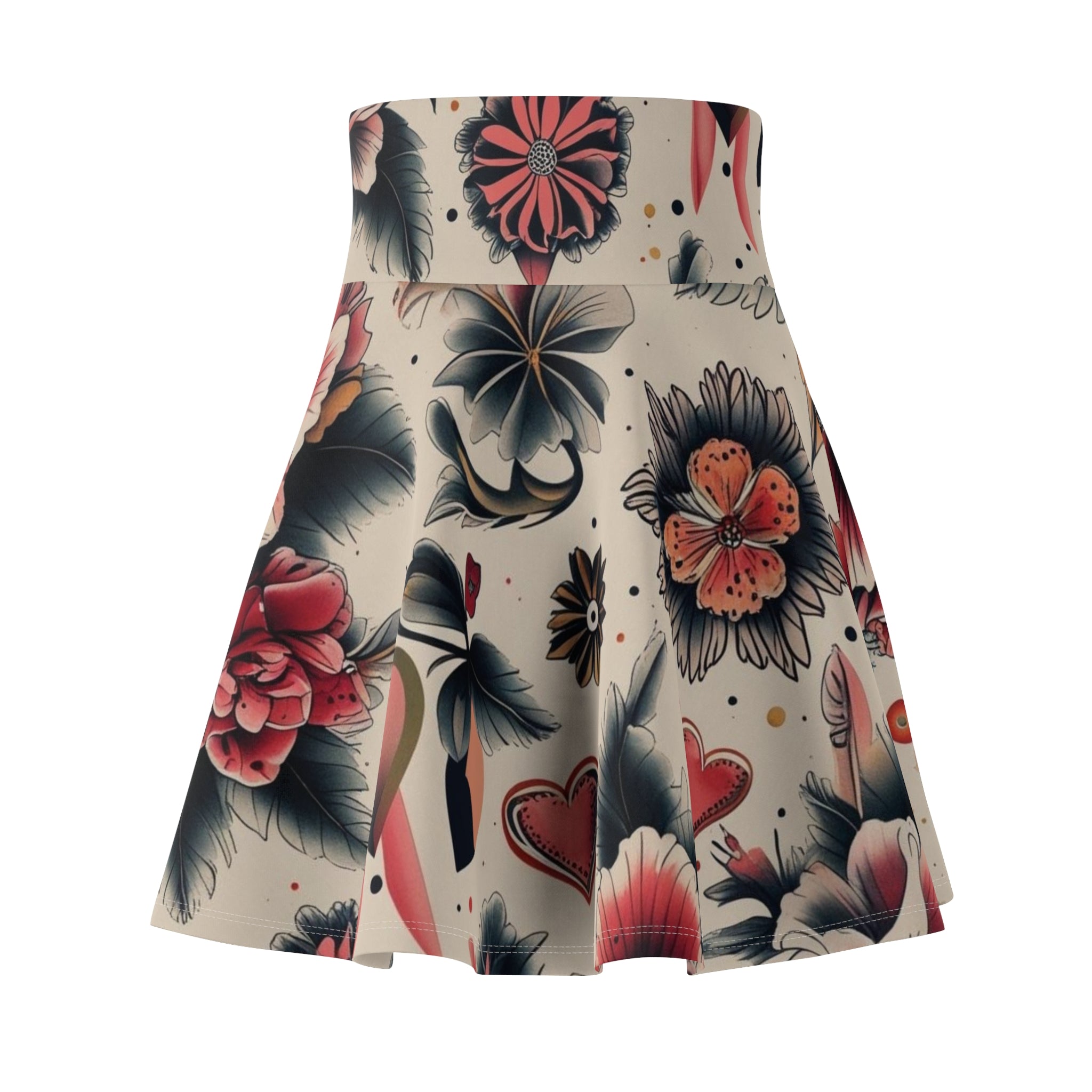 Floral Vintage Tattoo Skater Skirt