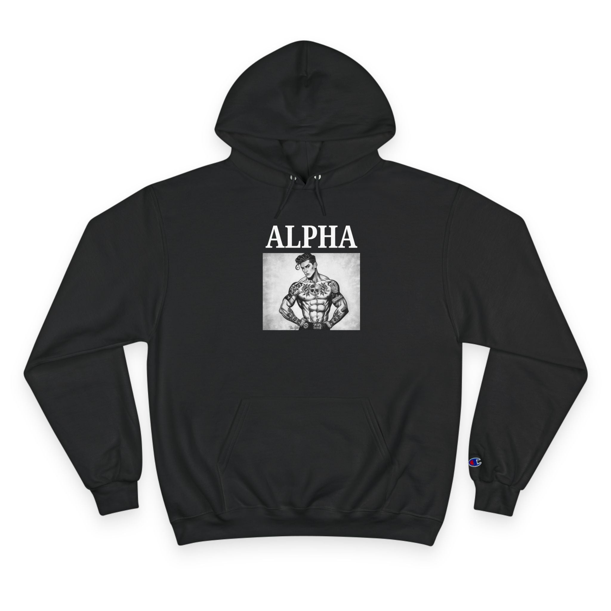 Alpha Champion Hoodie — Vintage Muscle Graphic Pullover