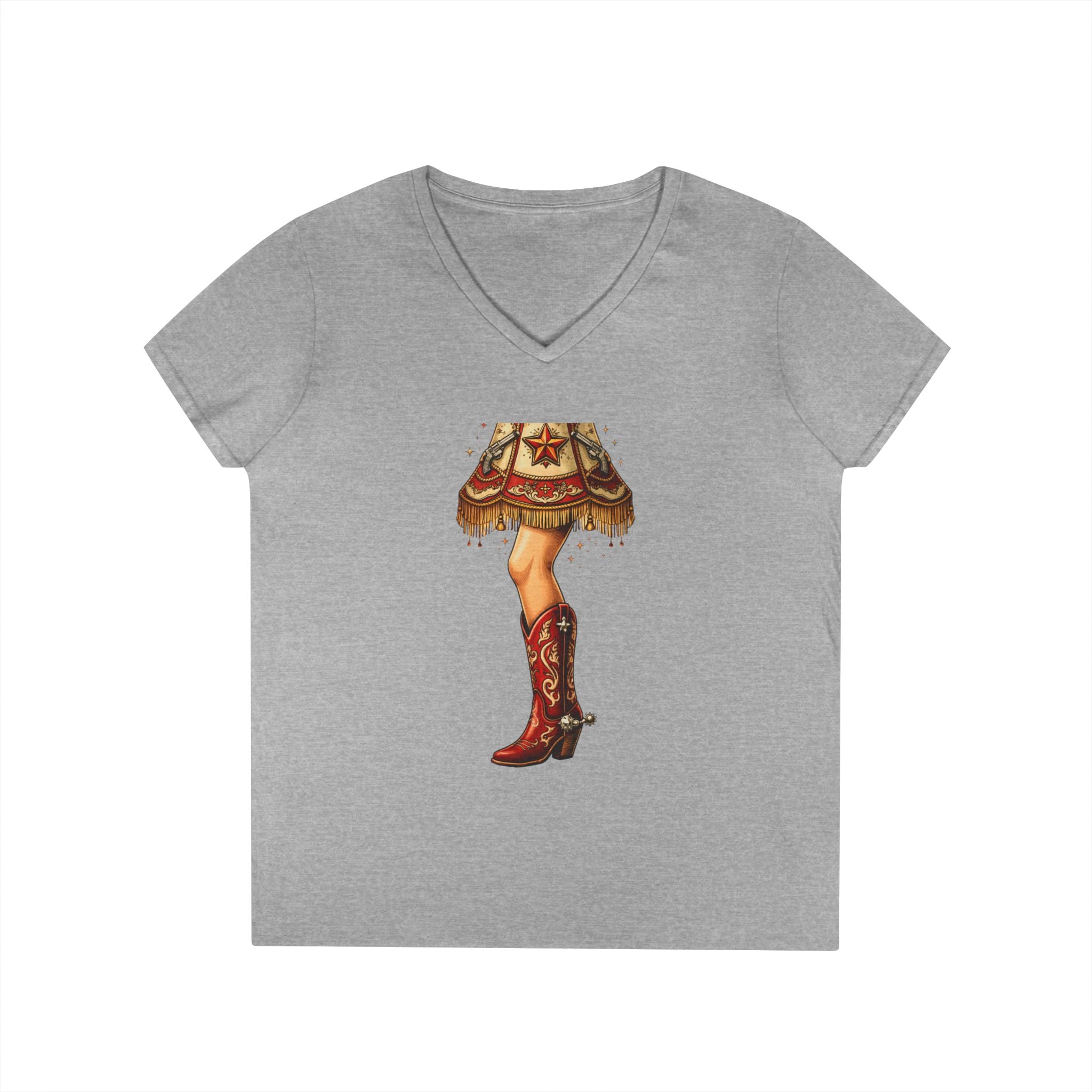 Vintage Cowgirl Boots V-Neck T-Shirt — Retro Western Ladies' Tee