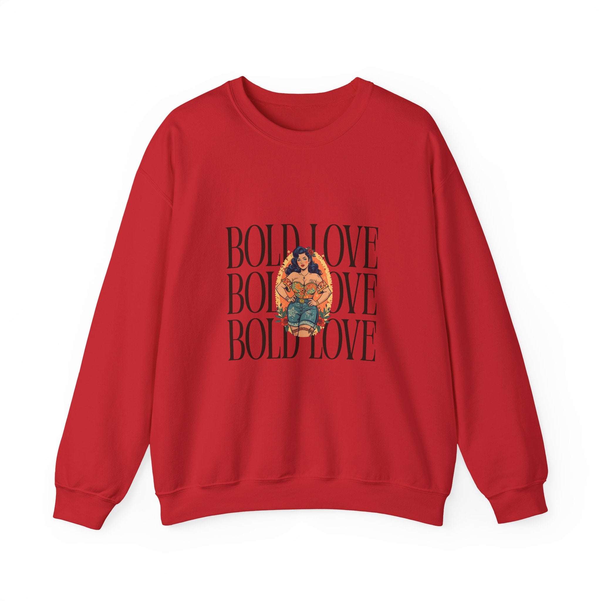 Bold Love Crewneck Sweatshirt — Empowering Curvy Woman Graphic