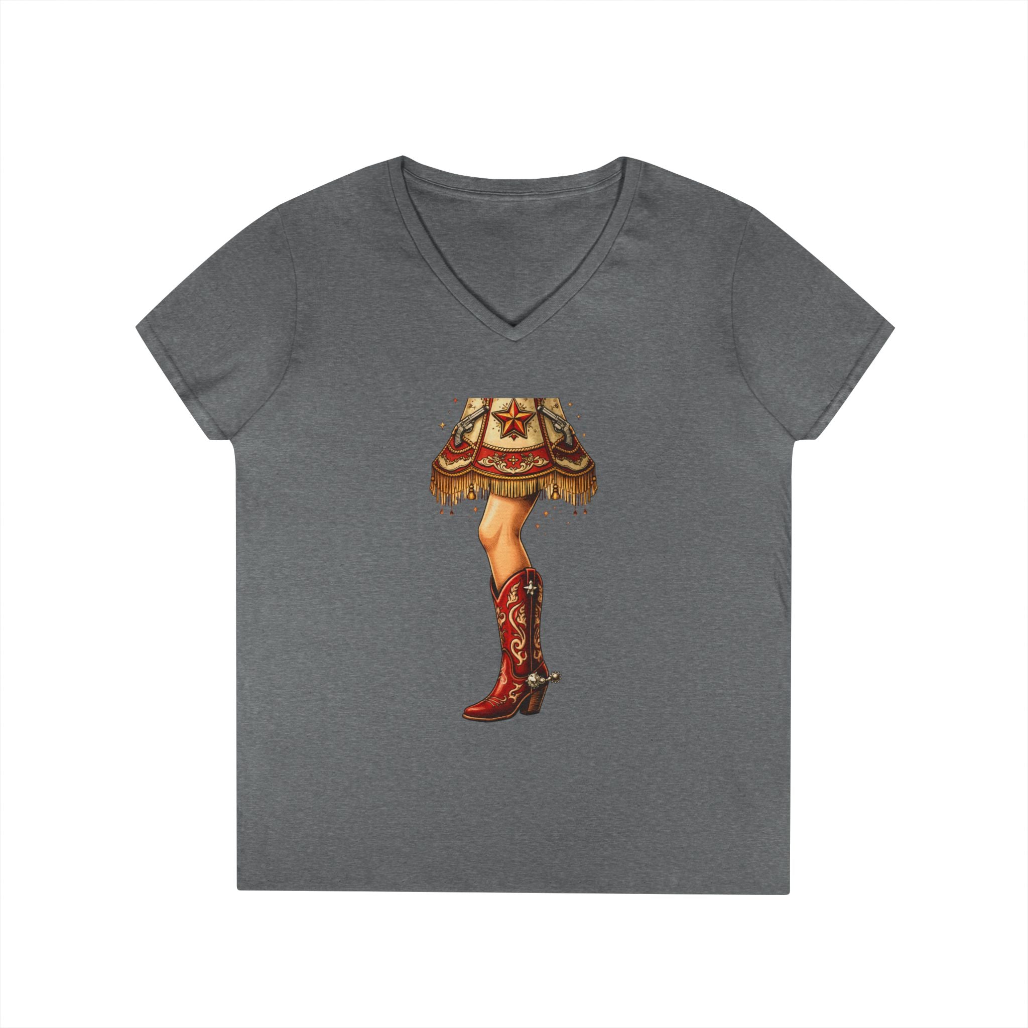 Vintage Cowgirl Boots V-Neck T-Shirt — Retro Western Ladies' Tee