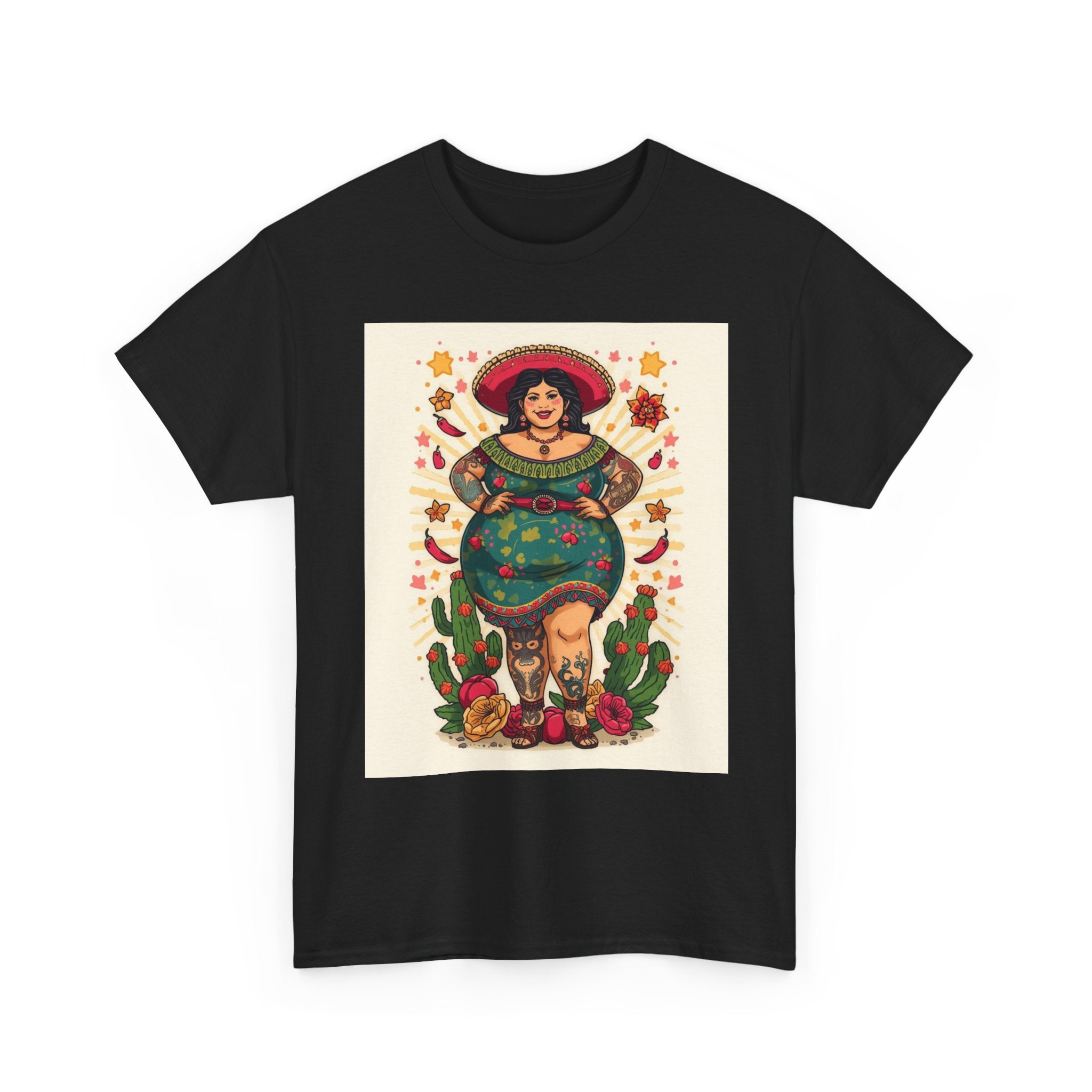 Latina Curandera Art Tee — Vintage Mexican Folk Medicine Woman Graphic T-Shirt
