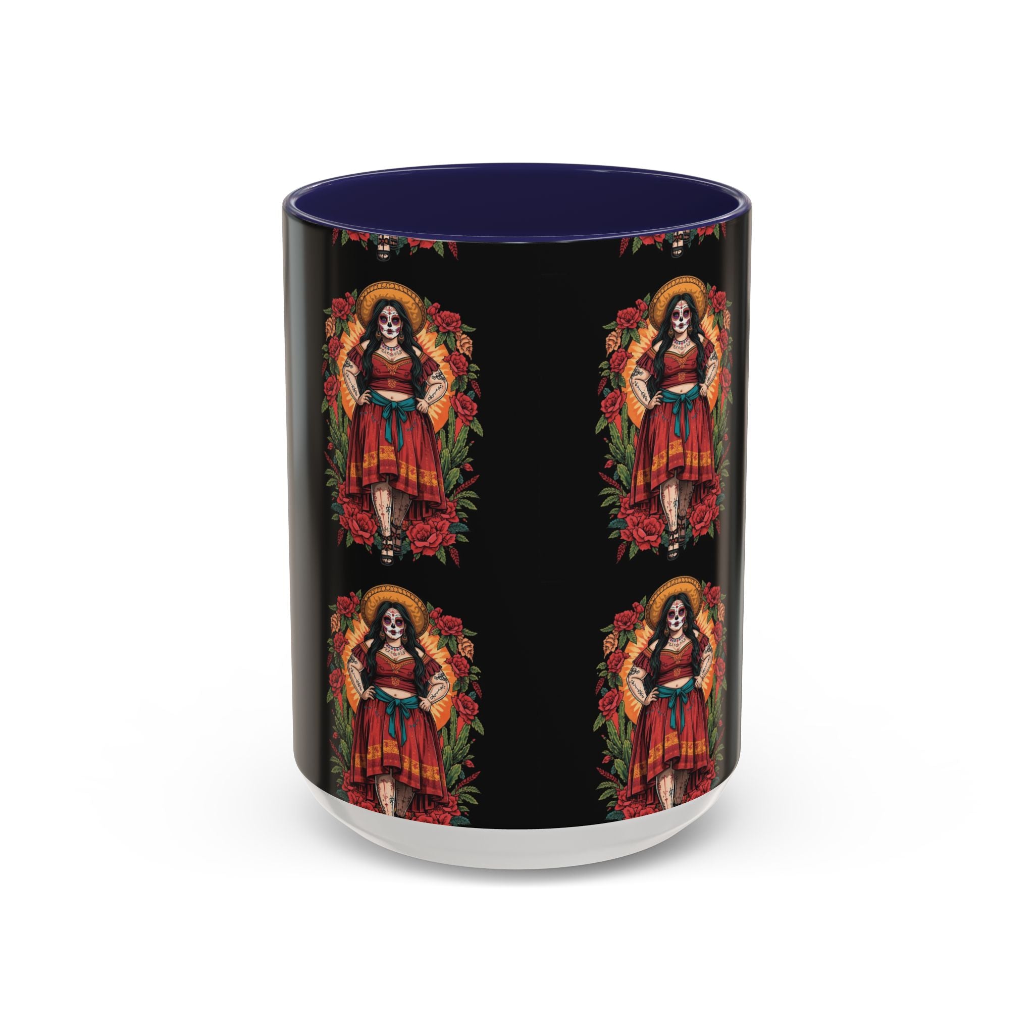 Day of the Dead Coffee Mug — Floral Catrina Accent Mug (11/15oz)