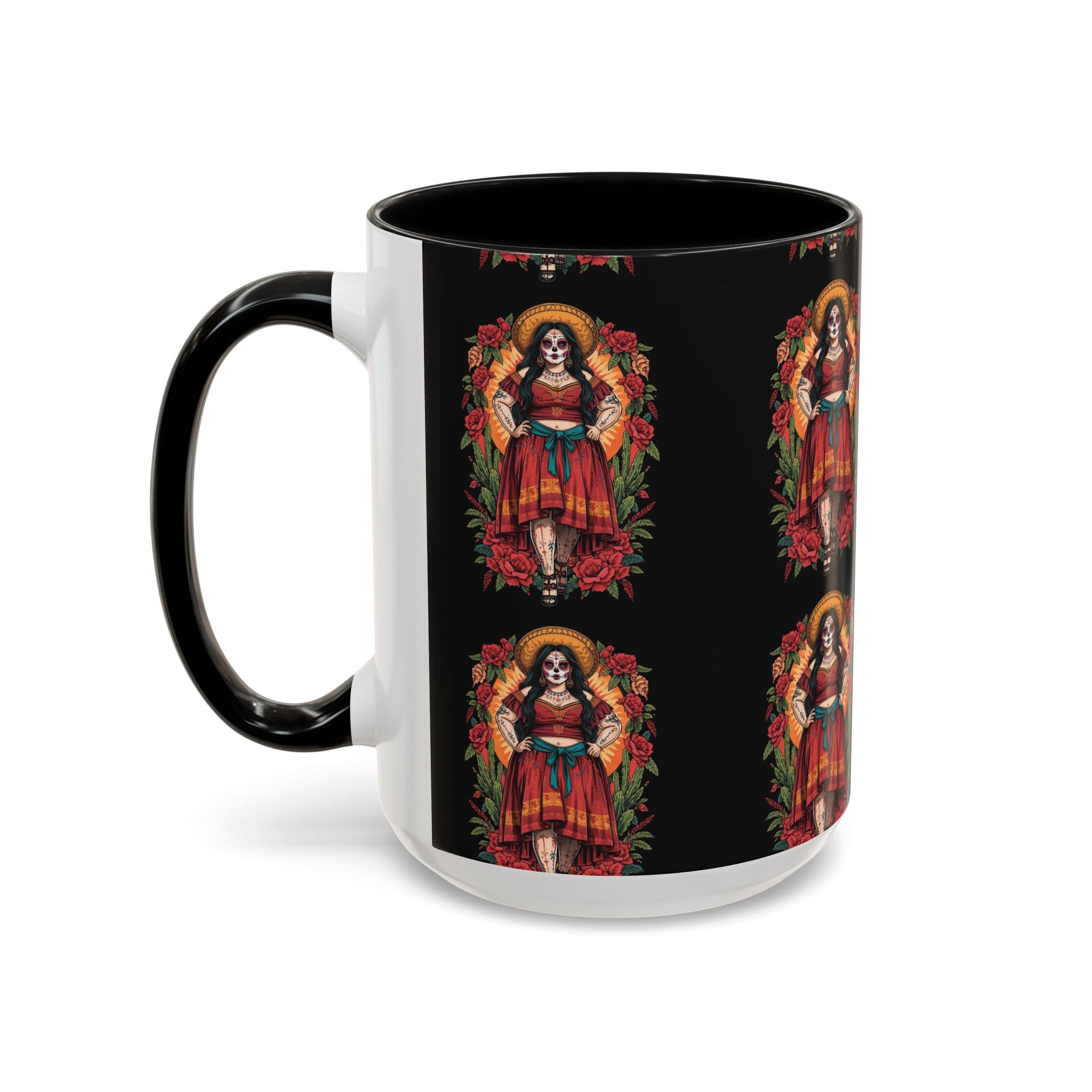 Day of the Dead Coffee Mug — Floral Catrina Accent Mug (11/15oz)