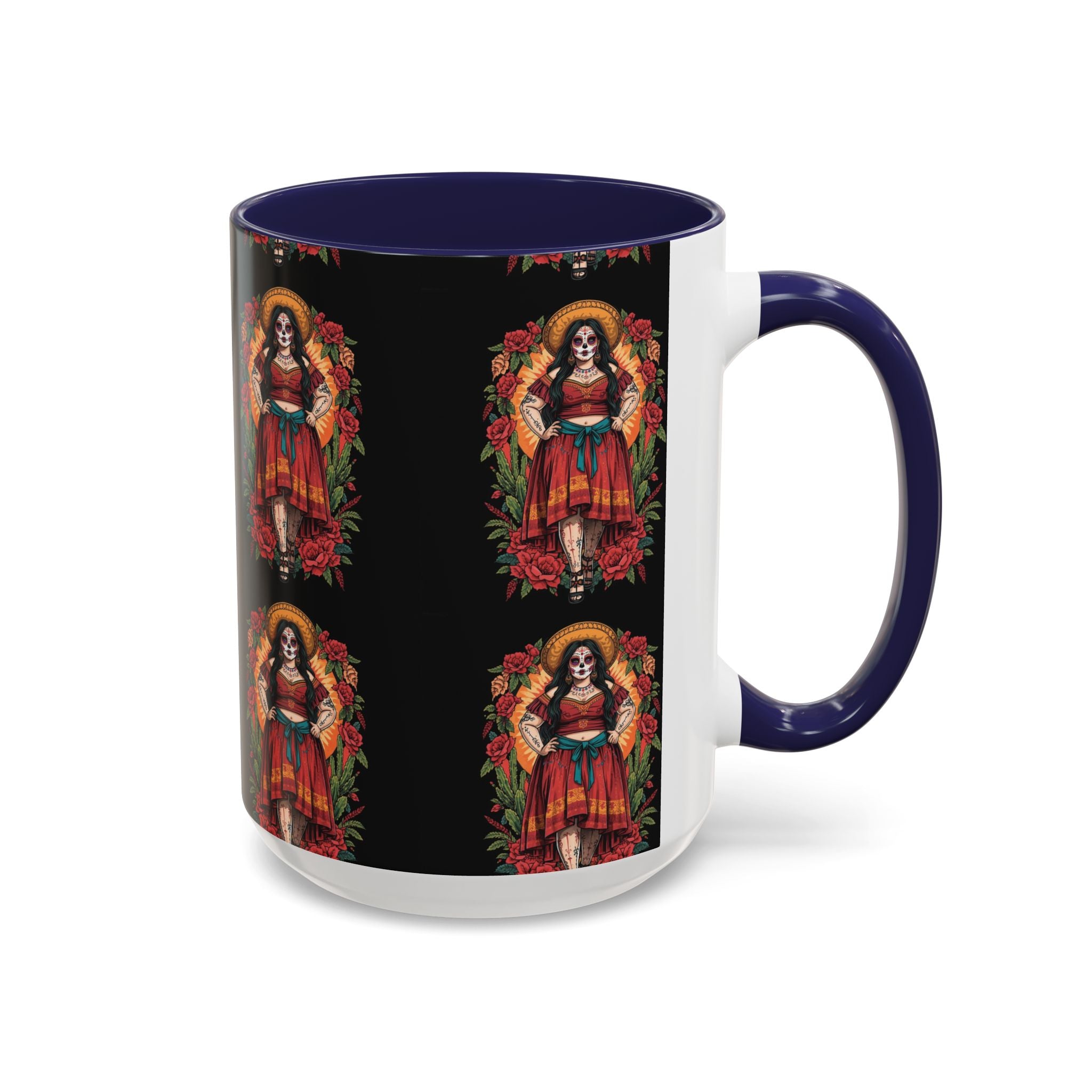 Day of the Dead Coffee Mug — Floral Catrina Accent Mug (11/15oz)