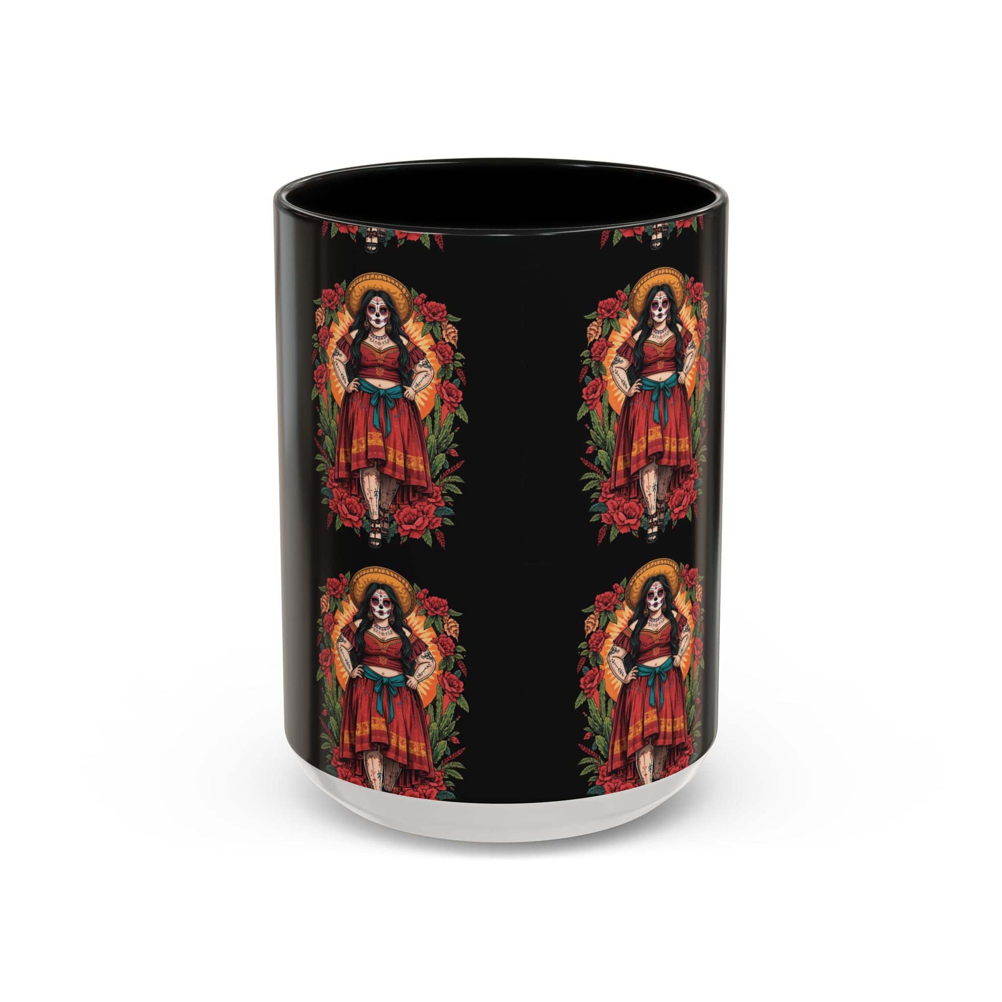 Day of the Dead Coffee Mug — Floral Catrina Accent Mug (11/15oz)