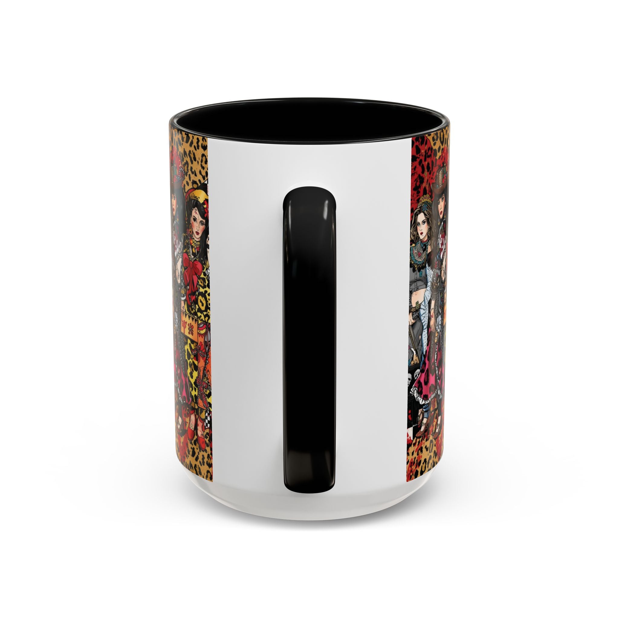 Accent Coffee Mug — Retro Rockabilly Cowgirl Pin-Up Design (11/15oz)