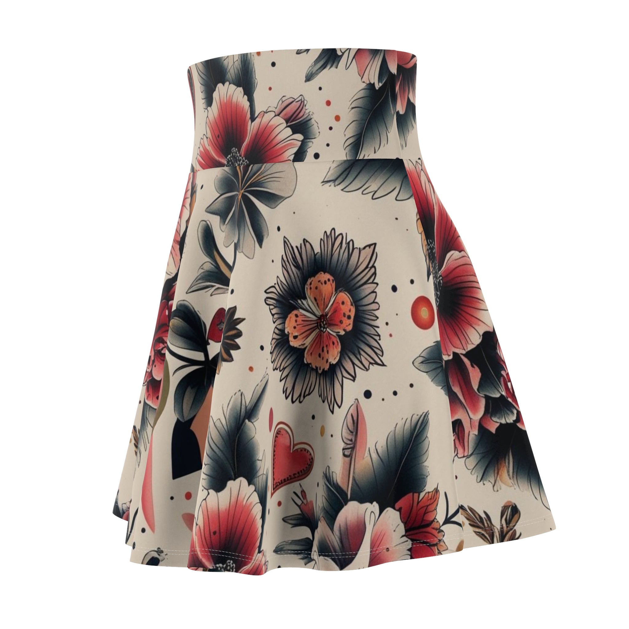 Floral Vintage Tattoo Skater Skirt