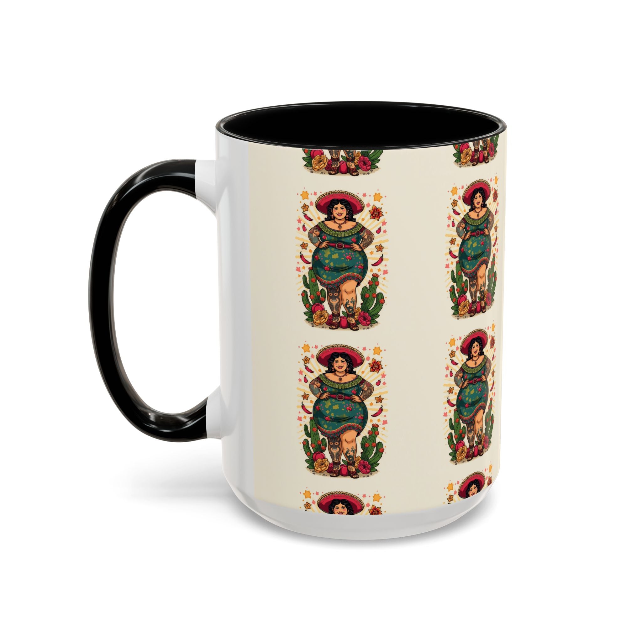 Curvy Floral Goddess Accent Coffee Mug – 11/15oz