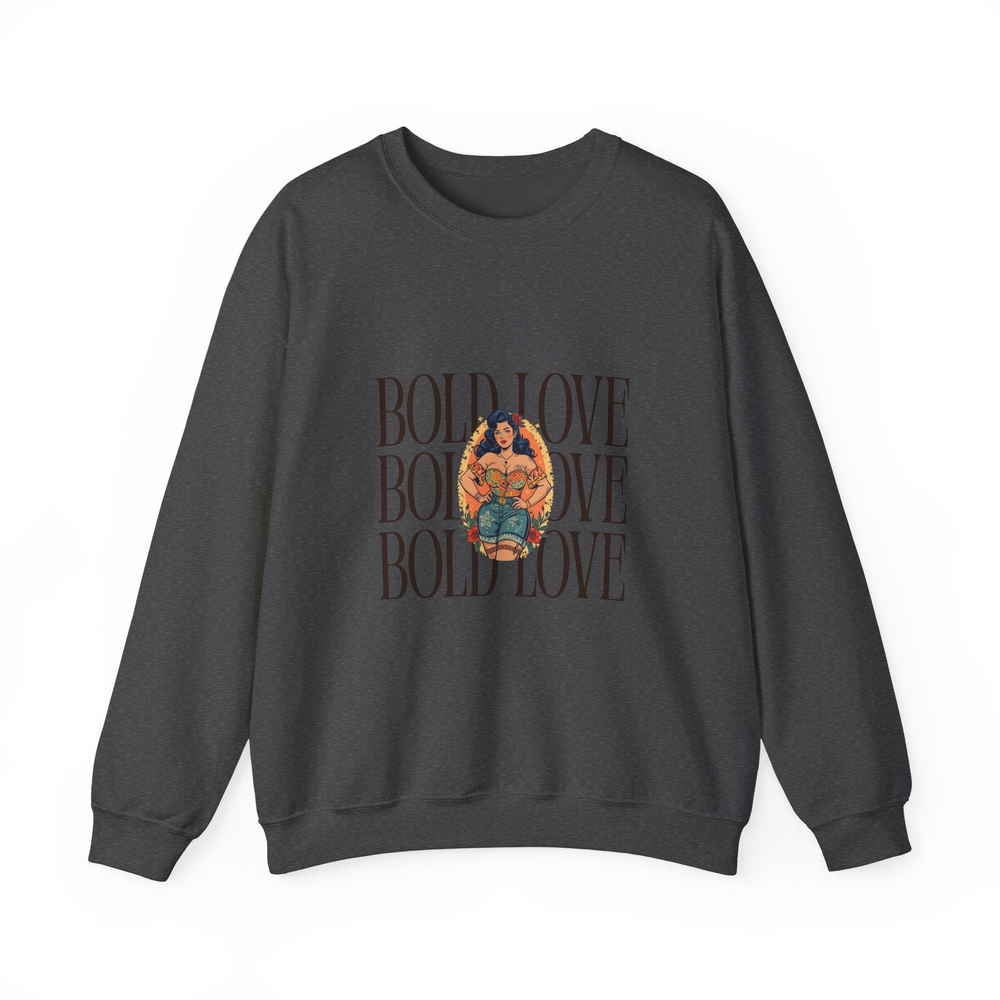 Bold Love Crewneck Sweatshirt — Empowering Curvy Woman Graphic