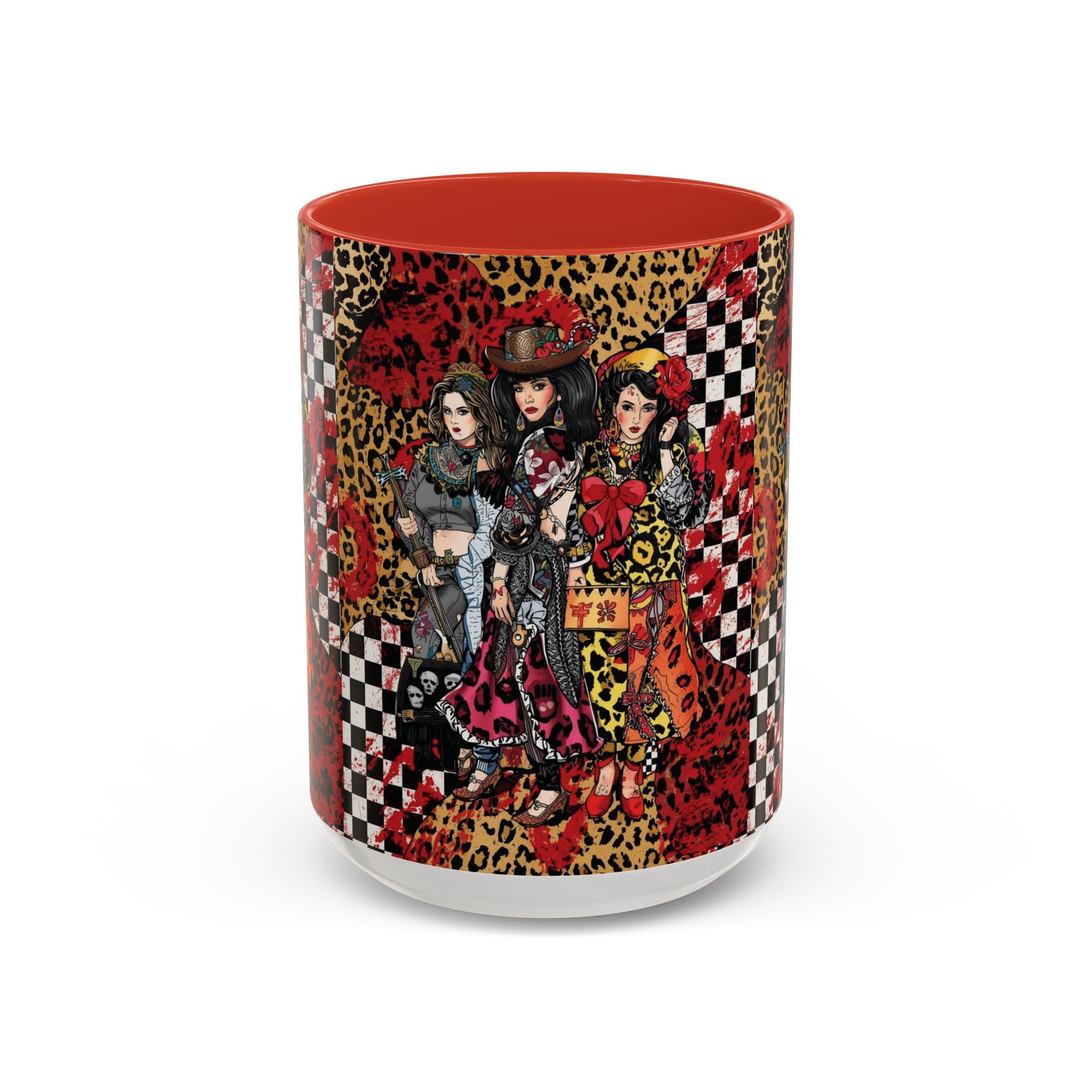 Accent Coffee Mug — Retro Rockabilly Cowgirl Pin-Up Design (11/15oz)