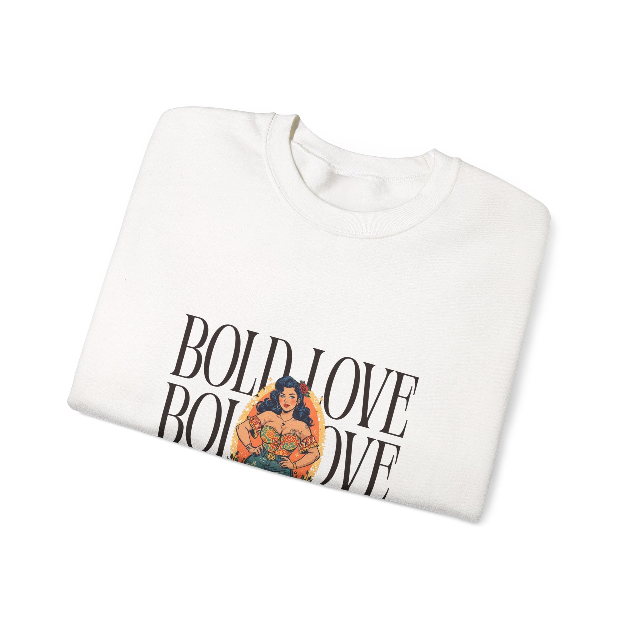 Bold Love Crewneck Sweatshirt — Empowering Curvy Woman Graphic