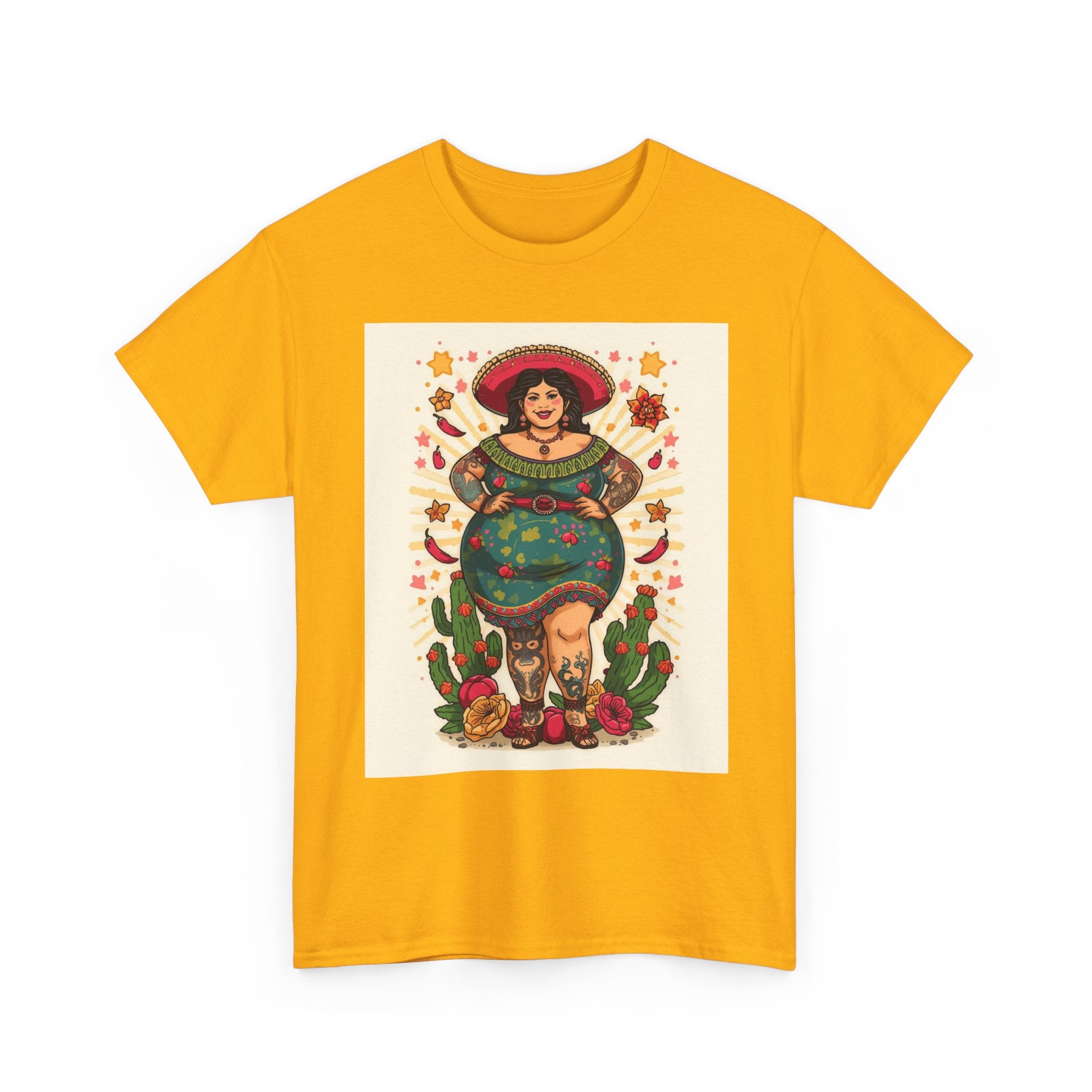 Latina Curandera Art Tee — Vintage Mexican Folk Medicine Woman Graphic T-Shirt