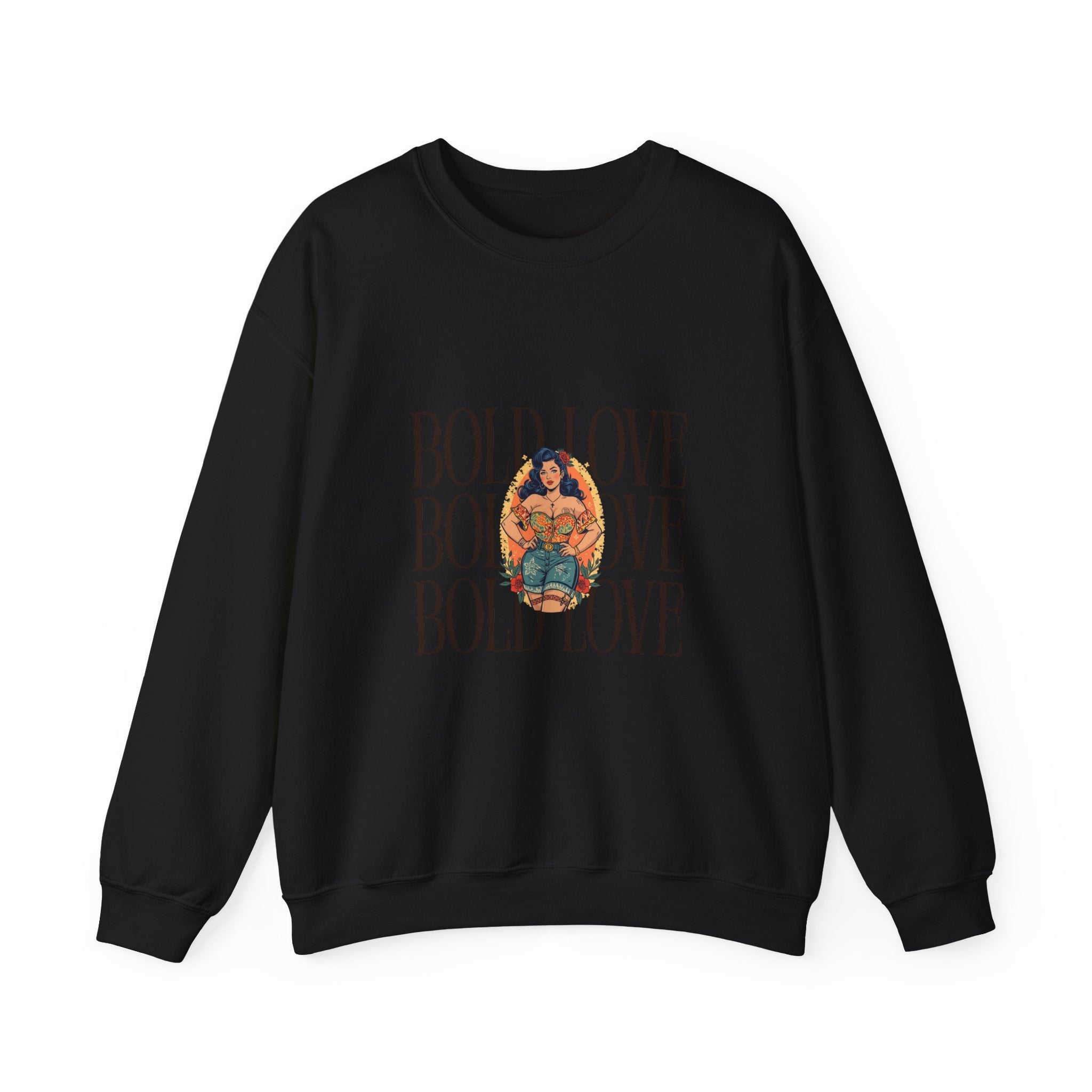 Bold Love Crewneck Sweatshirt — Empowering Curvy Woman Graphic