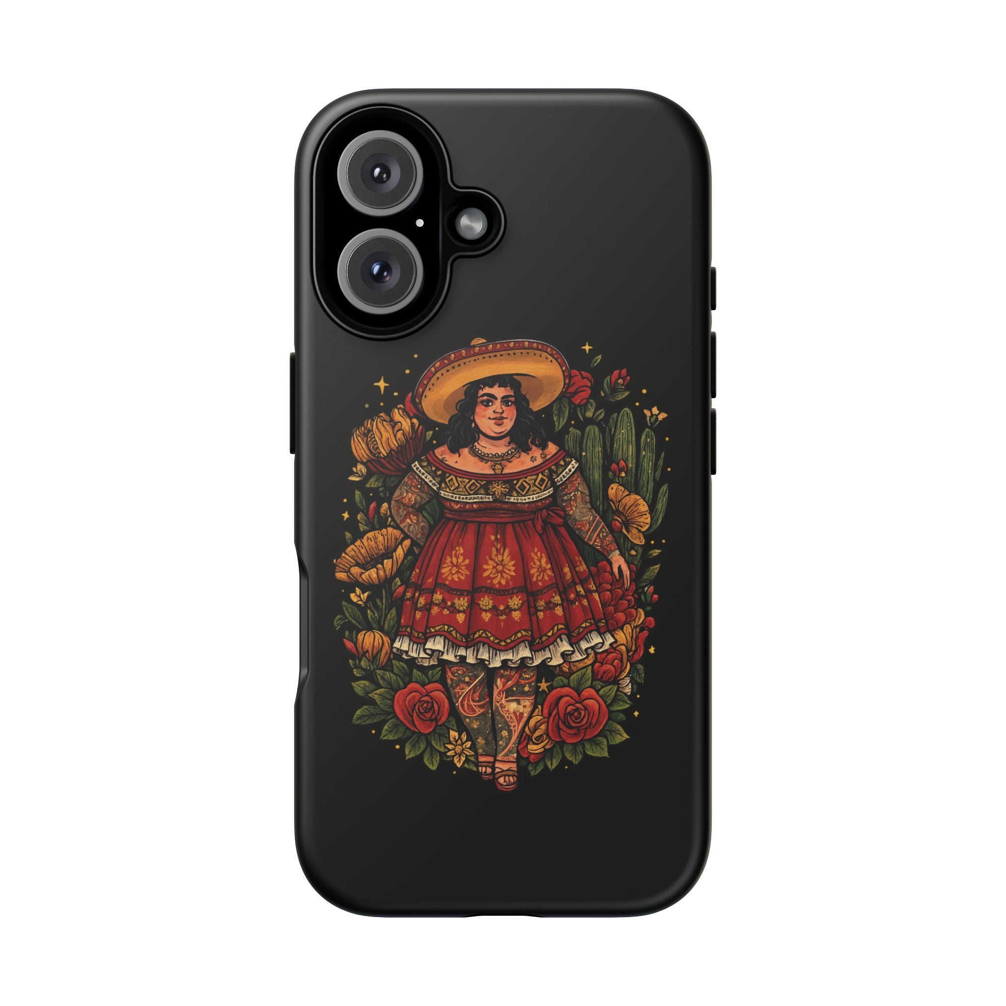 Folk Floral Girl Phone Case — Vibrant Mexican-Inspired Protective Cover