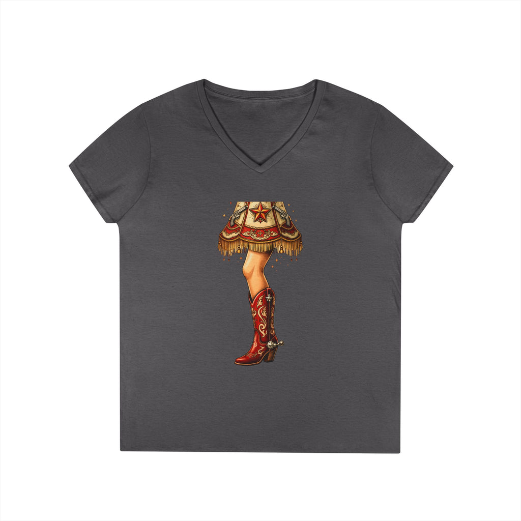 Vintage Cowgirl Boots V-Neck T-Shirt — Retro Western Ladies' Tee
