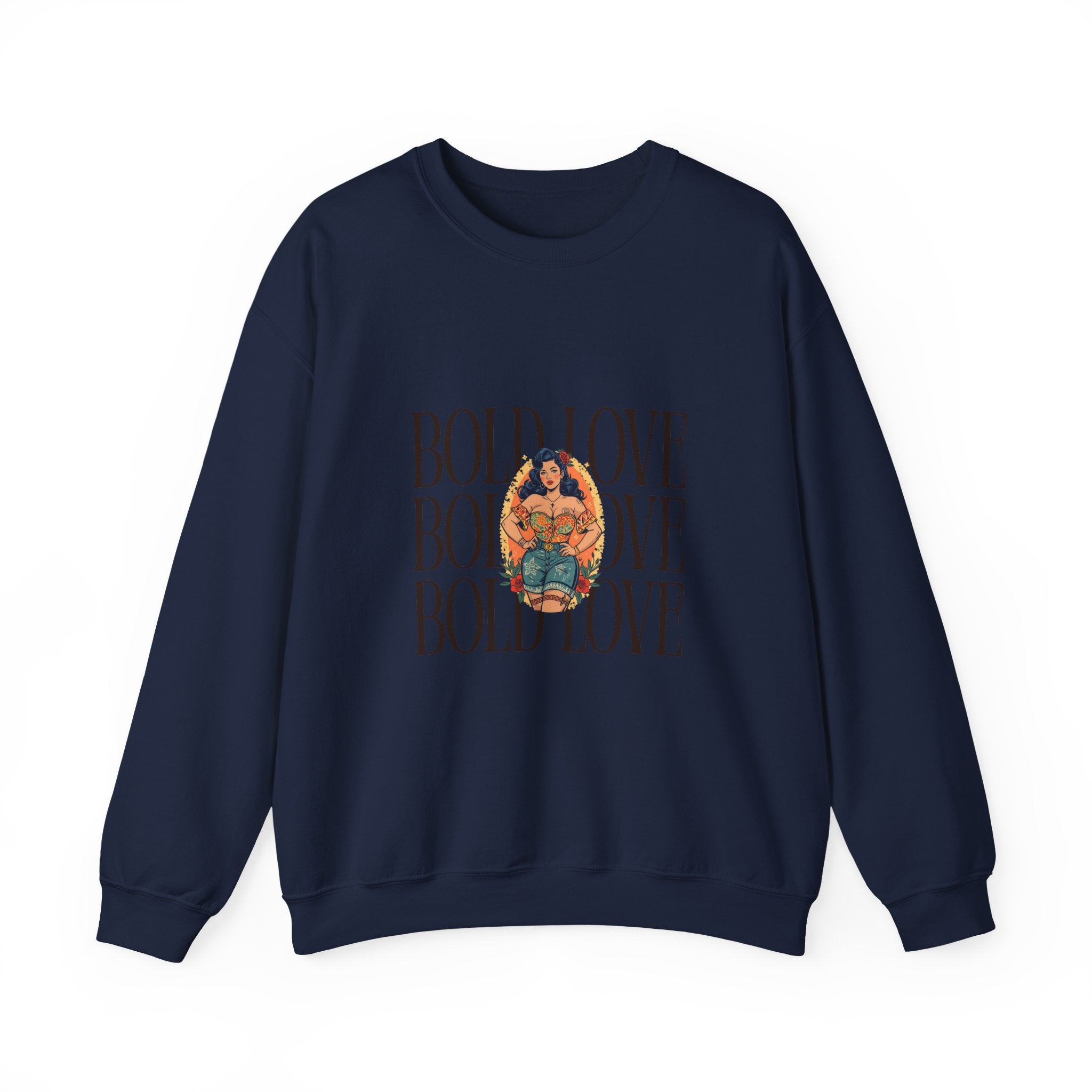 Bold Love Crewneck Sweatshirt — Empowering Curvy Woman Graphic