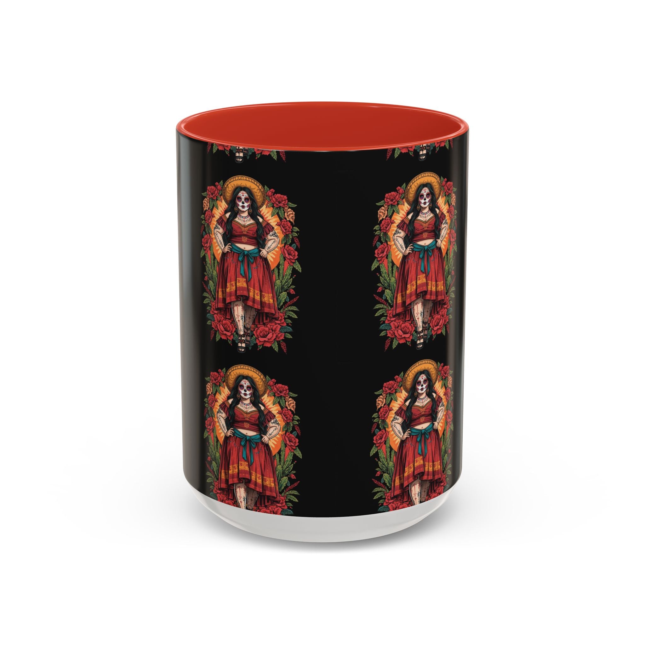 Day of the Dead Coffee Mug — Floral Catrina Accent Mug (11/15oz)