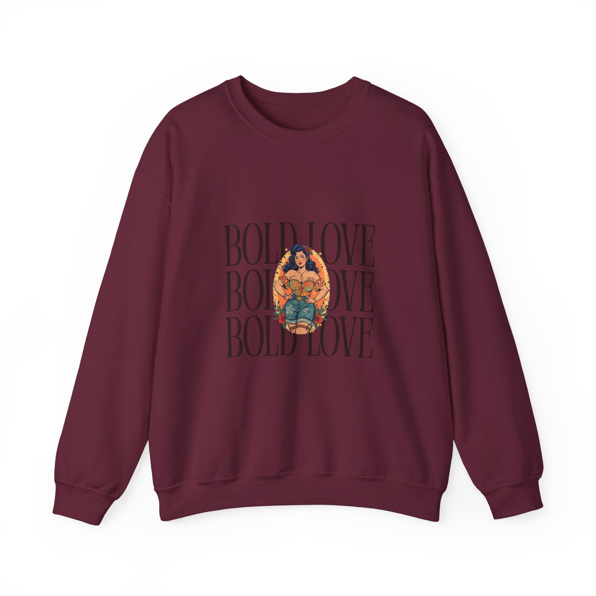 Bold Love Crewneck Sweatshirt — Empowering Curvy Woman Graphic