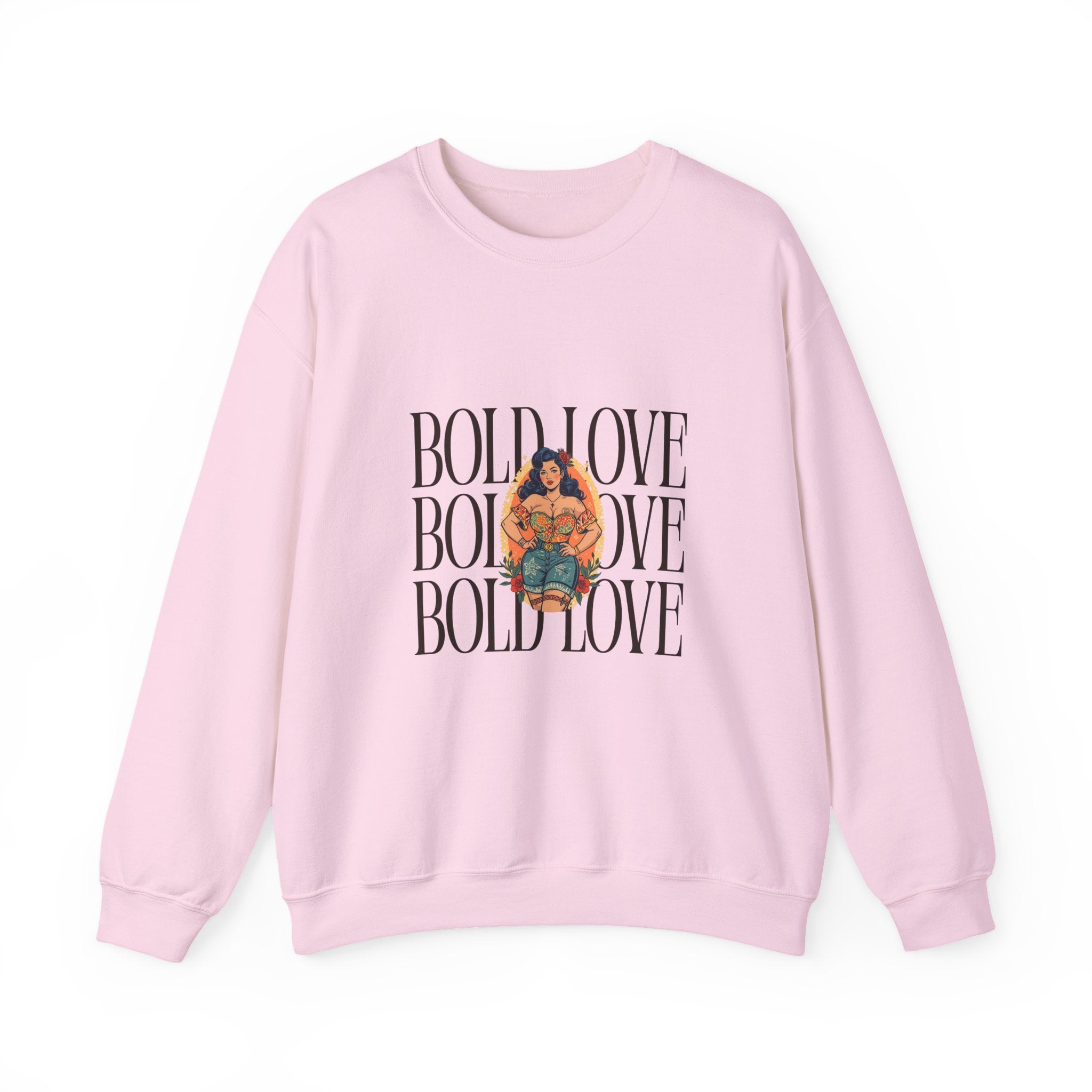Bold Love Crewneck Sweatshirt — Empowering Curvy Woman Graphic