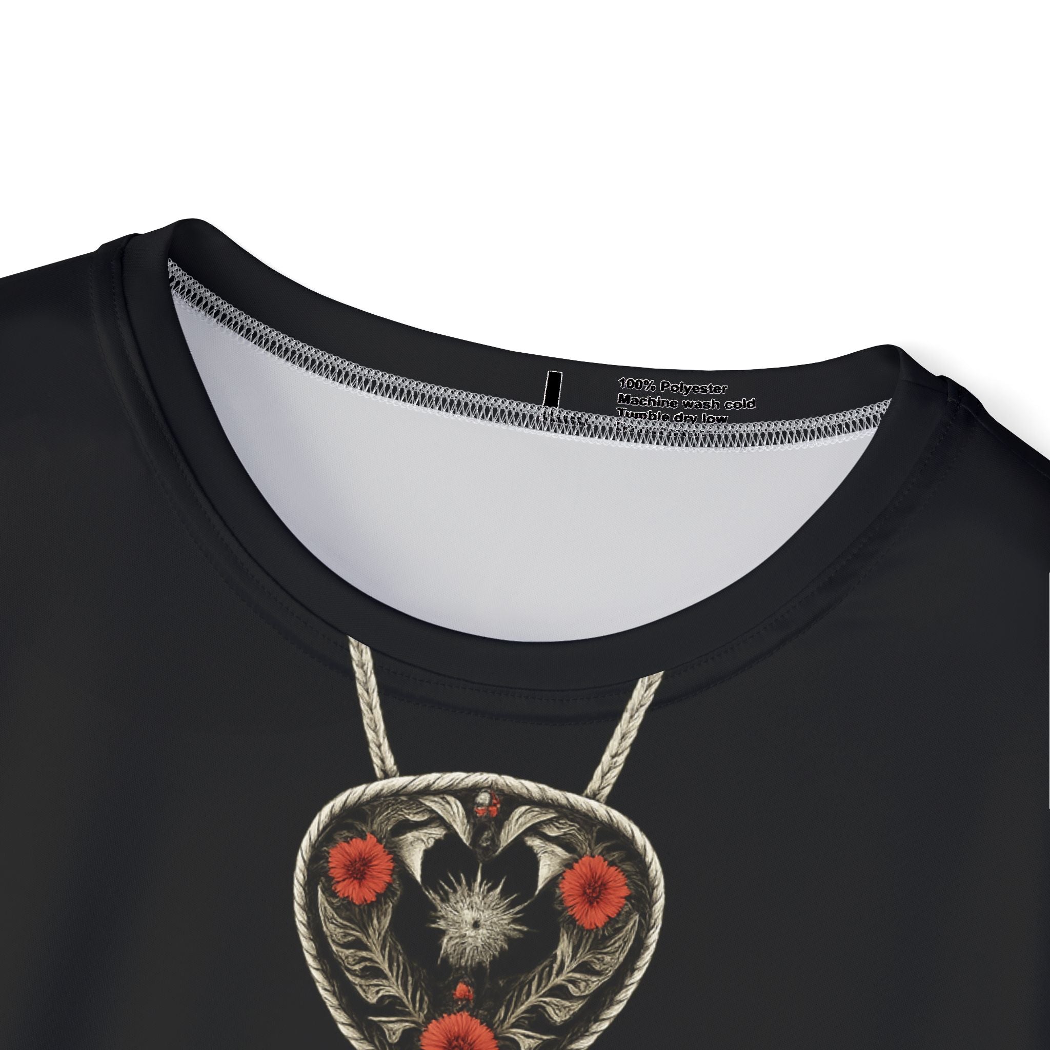 Men's Black Sports Jersey with Bolo Tie Heart Graphic