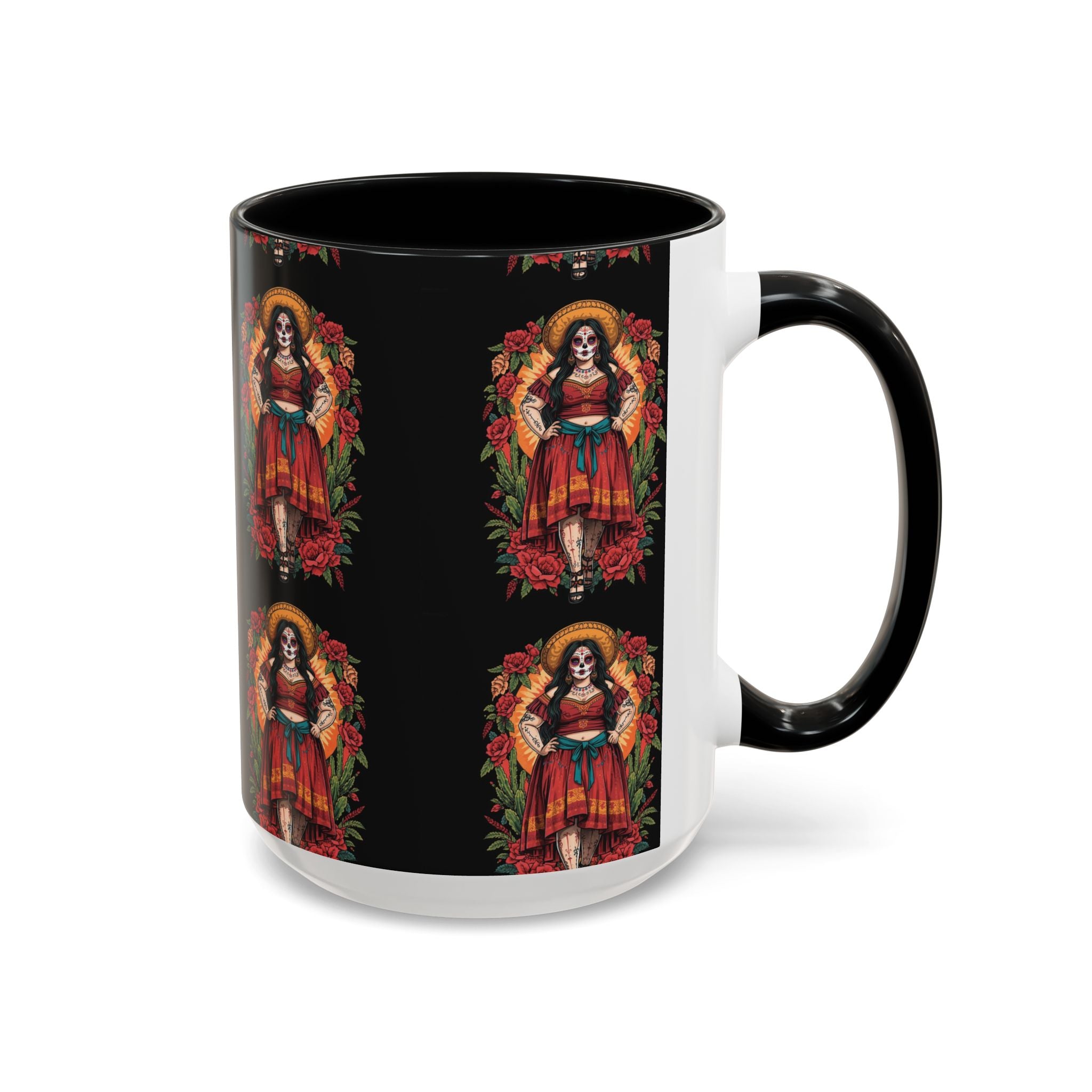 Day of the Dead Coffee Mug — Floral Catrina Accent Mug (11/15oz)