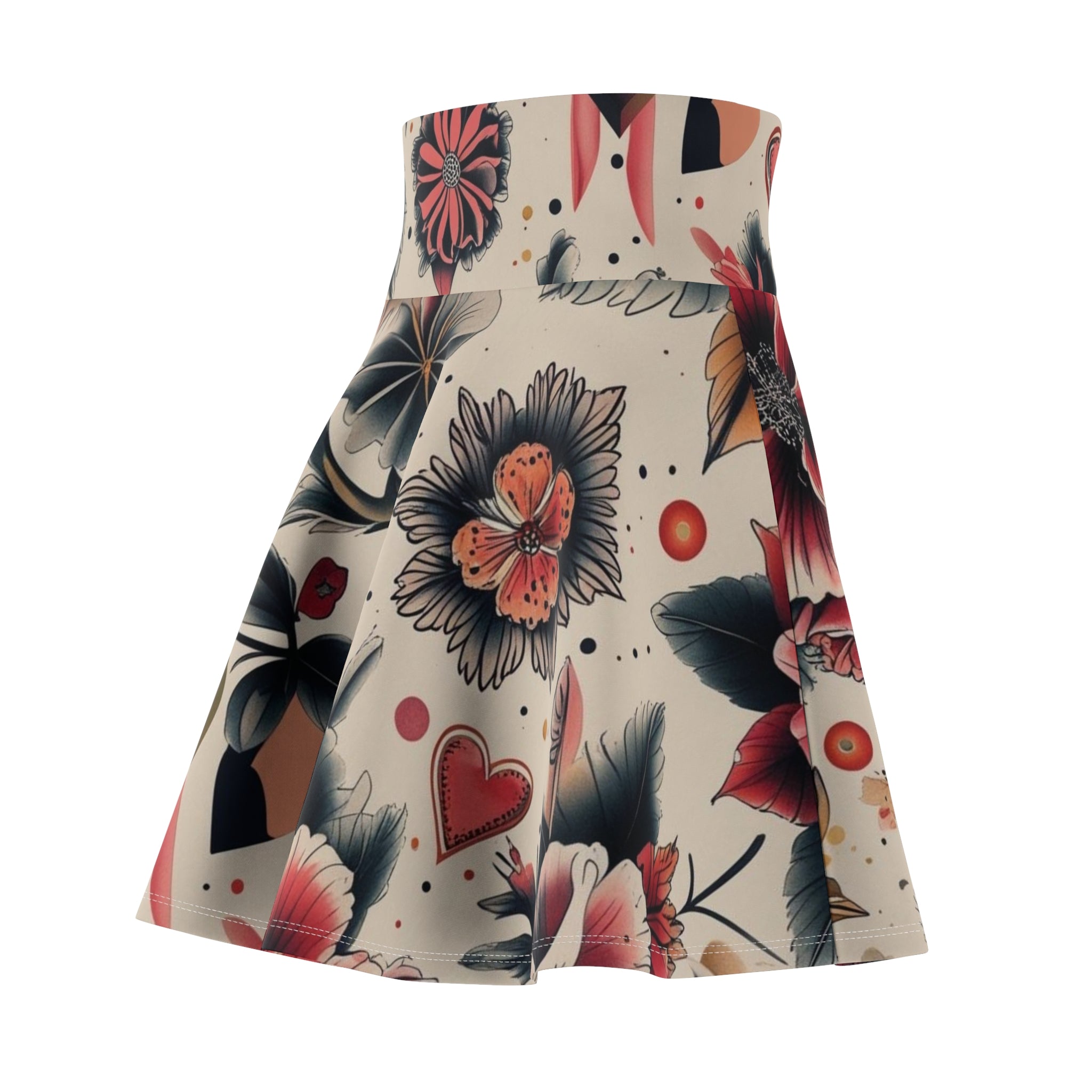 Floral Vintage Tattoo Skater Skirt