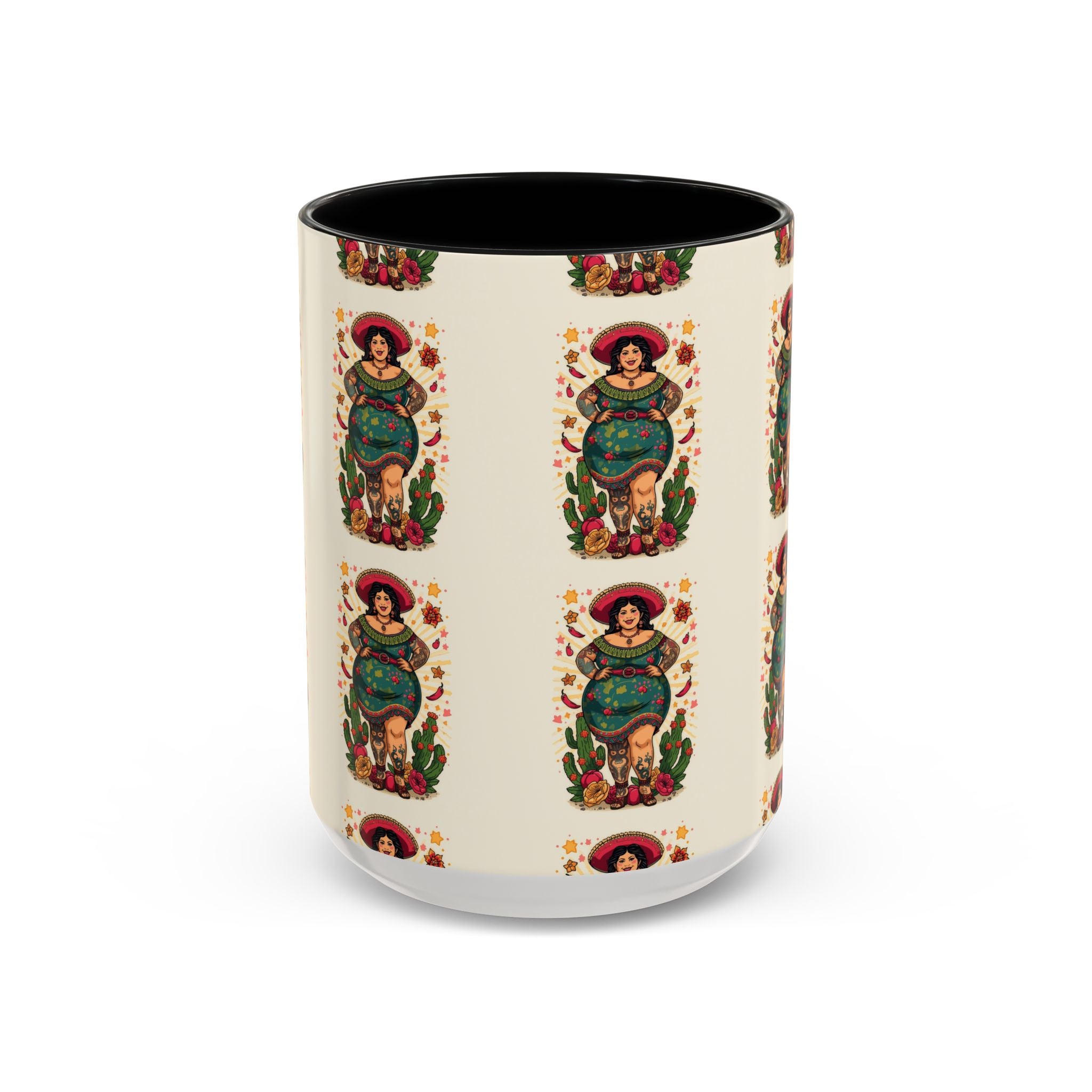 Curvy Floral Goddess Accent Coffee Mug – 11/15oz